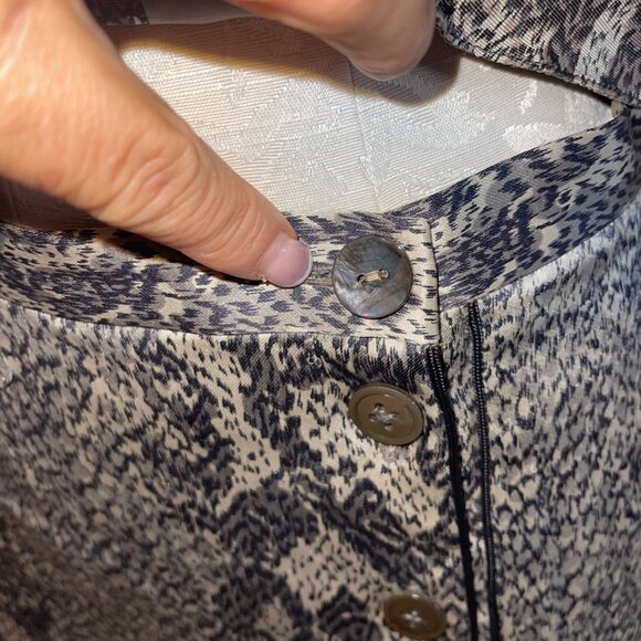 Perry Ellis Vintage Womens Skirt Set Size 6 Gray Snake Print 3 Piece Pure Silk - Picture 11 of 16